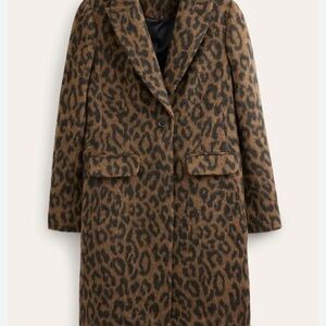 Boden Brown Leopard Print Teddy Jacket